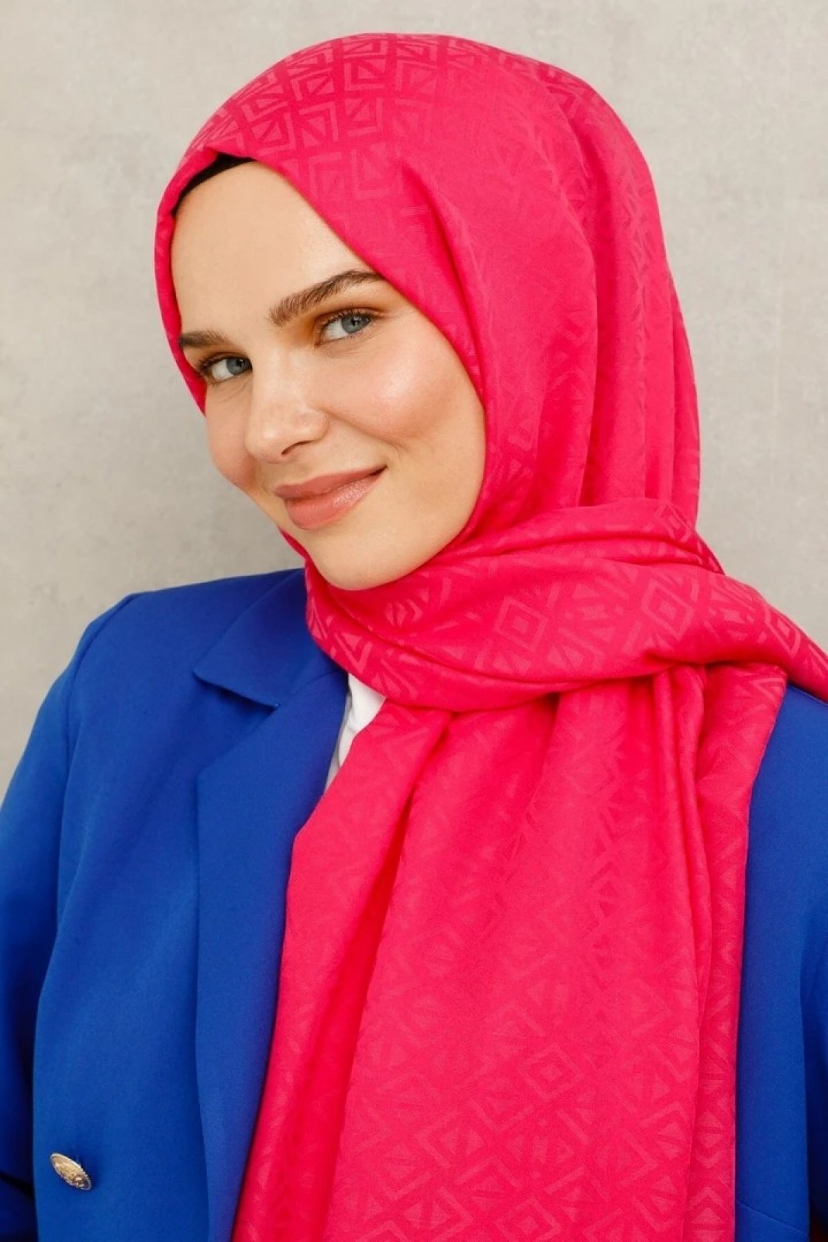 Triangle Pattern Cotton Jacquard Scarf 