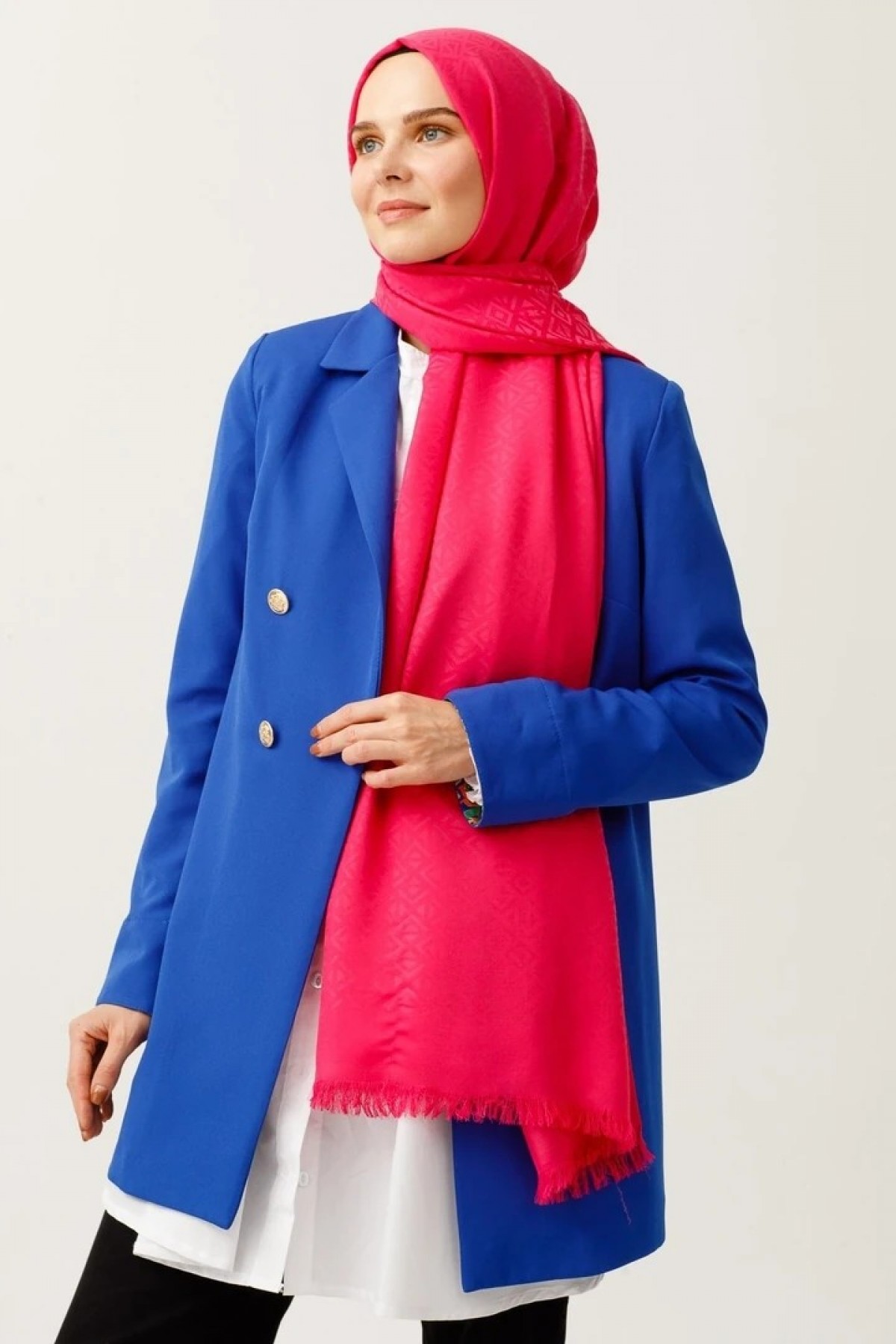 Triangle Pattern Cotton Jacquard Scarf 