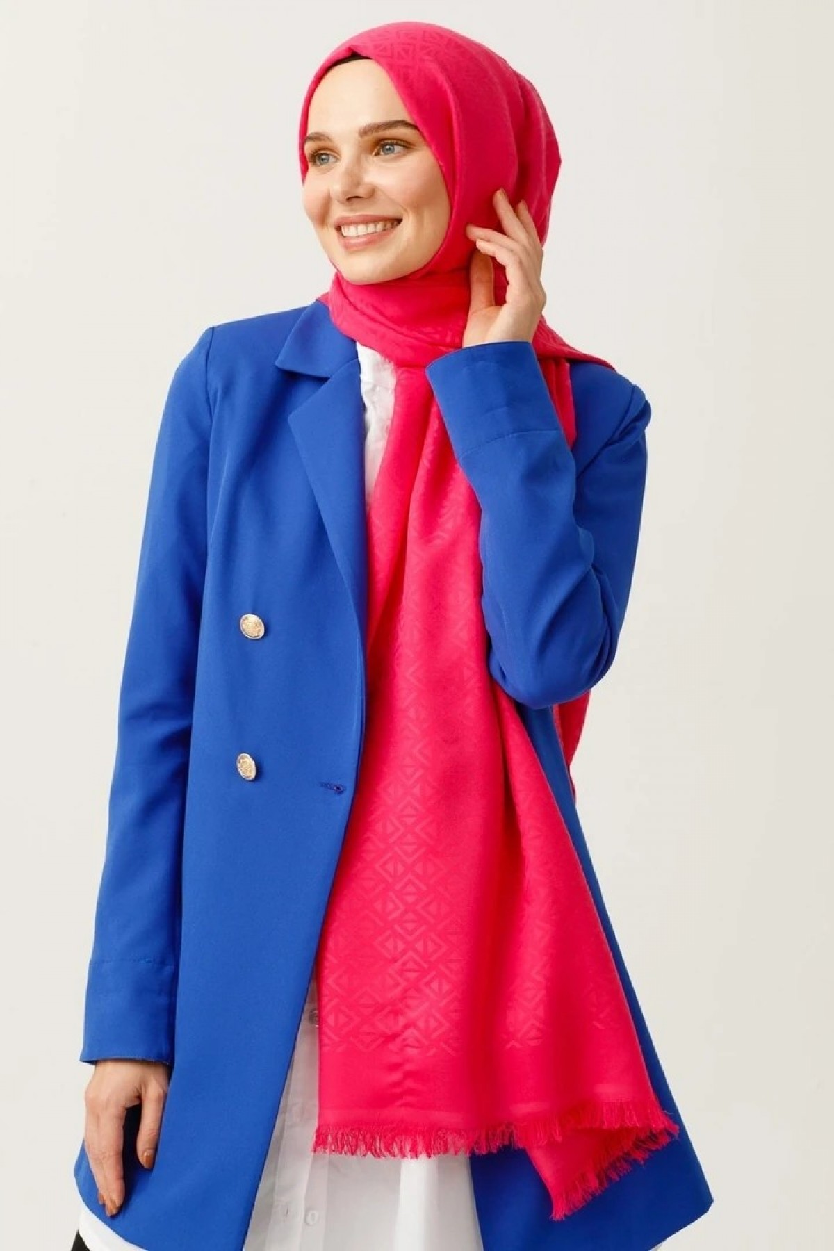 Triangle Pattern Cotton Jacquard Scarf 