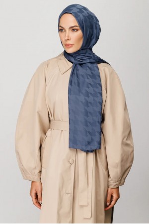 Houndstooth Pattern Silky Jacquard Shawl 