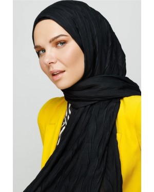 Piliseli Bambu Şal - Siyah