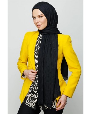 Piliseli Bambu Şal - Siyah