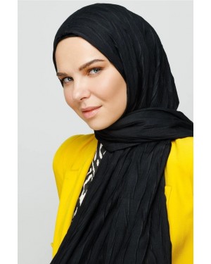 Piliseli Bambu Şal - Siyah