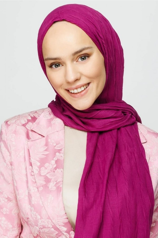Piliseli Bambu Şal - Mürdüm