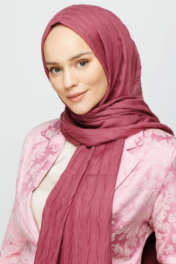 Piliseli Bambu Şal - Gül Kurusu