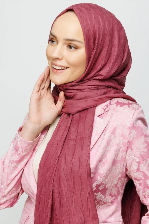 Piliseli Bambu Şal - Gül Kurusu