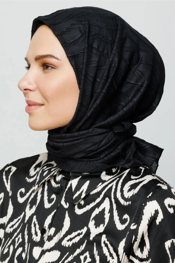 Piliseli Bambu Eşarp - Siyah