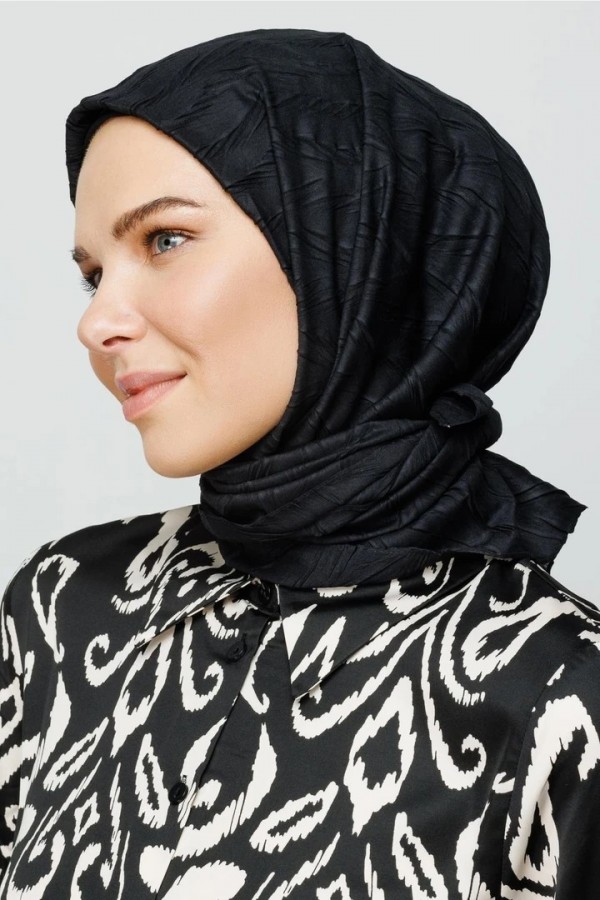 Piliseli Bambu Eşarp - Siyah