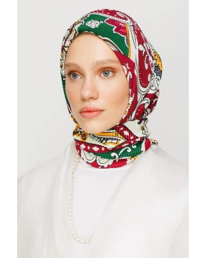 40 Yama Desen Pilise Eşarp - Yeşil