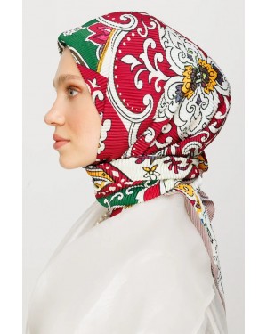 40 Yama Desen Pilise Eşarp - Yeşil