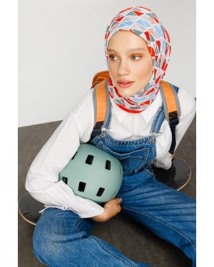 Prizma Desen Pilise Eşarp - Turuncu