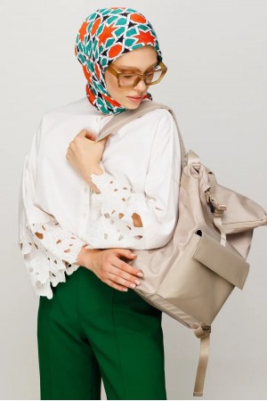 Shira Pattern Pleated Scarf 