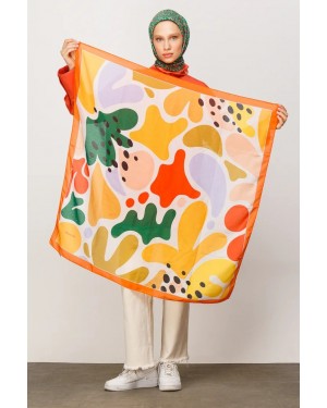 وشاح ناعم رقمي بنقشة زهور 