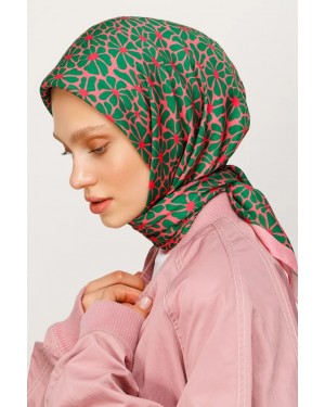 Clover Desen Dijital Soft Eşarp - Pudra