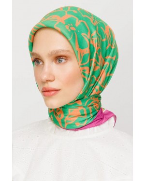 Floral Desen Dijital Soft Eşarp - Su Yeşili