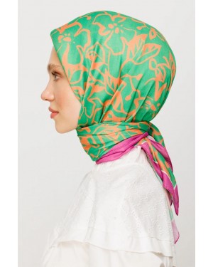 Floral Desen Dijital Soft Eşarp - Su Yeşili