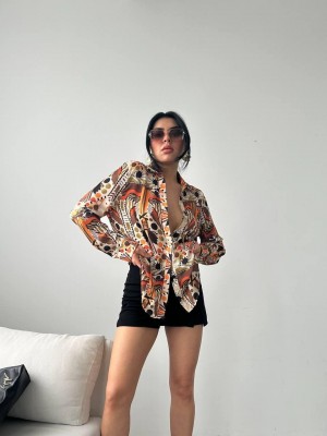 Desenli Oversize Gömlek