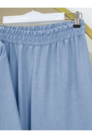 Front Tie Trouser Kimono Set        -Blue
