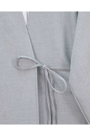 Front Tie Trouser Kimono Set         - Light grey