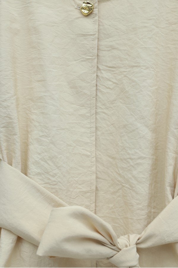 One-Button Belted Skirt Two-Piece Set - Beige