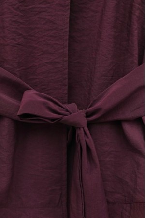 Tek Düğmeli Kuşaklı Etekliİkili Takım -Bordo