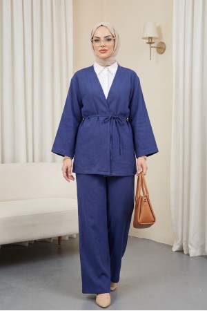 Önden Bağlamalı Pantolonlu Kimono Takım -Laci