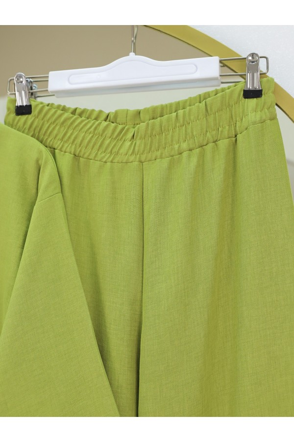 Önden Bağlamalı Pantolonlu Kimono Takım -Yağ Yeşili