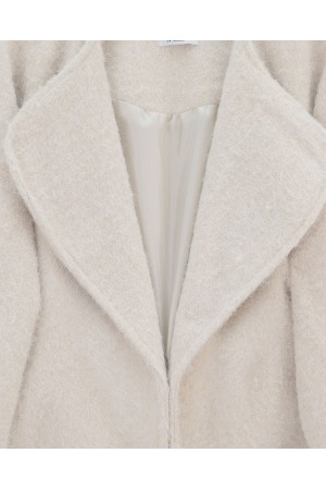 Şal Yaka Astarlı Cepli Buklet Ceket -Ekru