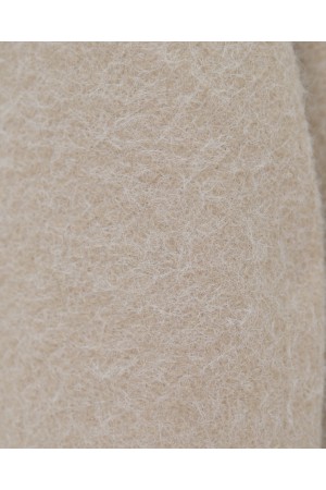 Çift Cepli Önü Düğmeli Astarlı Buklet Kaban -Bej