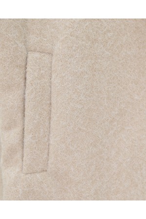 Çift Cepli Önü Düğmeli Astarlı Buklet Kaban -Bej