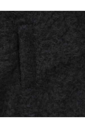 Çift Cepli Önü Düğmeli Astarlı Buklet Kaban -Siyah