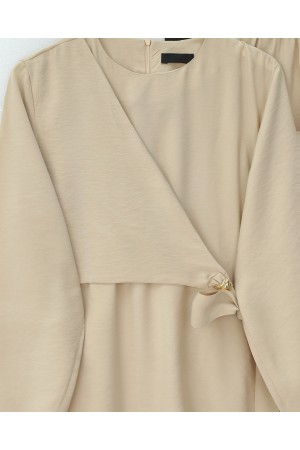 Modal Suit with Cross-Tie Waist Trousers - Beige