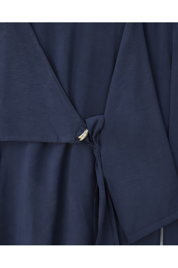 Modal Suit with Cross-Tie Waist Trousers -Navy blue