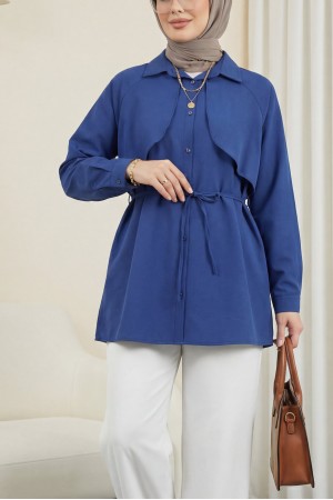 Bolero Detaylı Bağcıklı Poplin Tunik -Laci