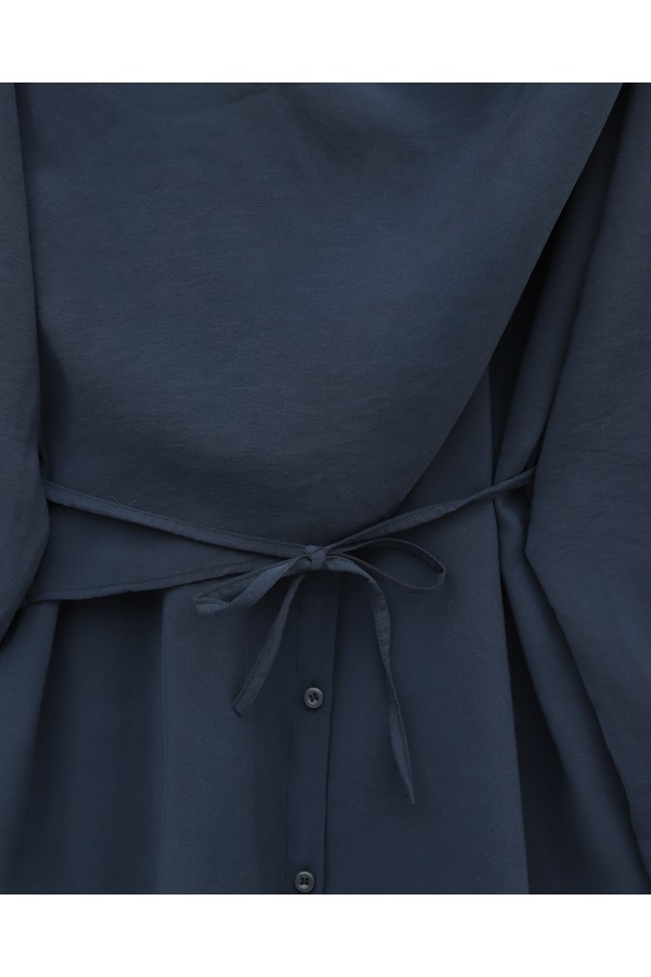 Modal Shirt with Double Front Shoulder Detail, Lace-up and Button Closure -dark lacquer