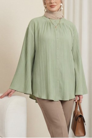 Yuvarlak Yaka Düğmeli İspanyol Kol Siena Tunik -Çağla Y.