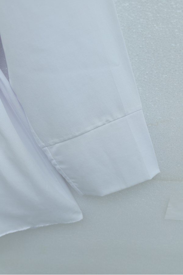 Tokalı Kemerli Duble Manşet Kol Gizli Düğmeli Poplin Tunik -Beyaz