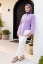 Buckled Belted Double Cuff Sleeve Concealed Button Poplin Tunic -Lilac