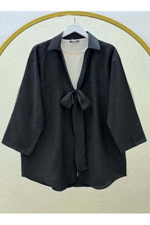 كيمونو صيفي مربوط من الأمام -أسود