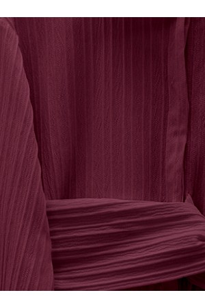 Belden Bağlamalı Fitlli Krinkıl Gömlek  -Bordo