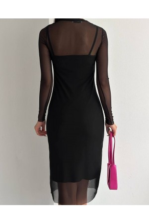 بدلة رياضية بفستان من التول -أسود