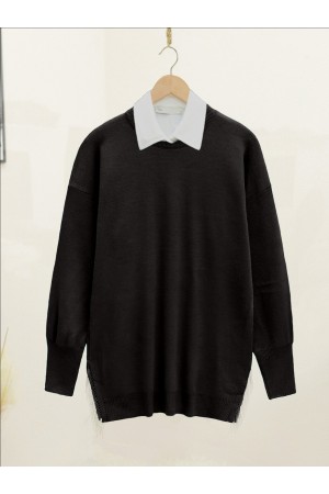 Ripped Tassel Knitwear Sweater -Black