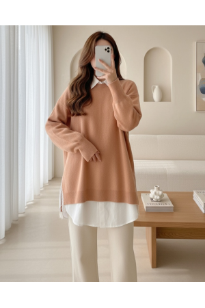 Ripped Tassel Knitwear Sweater -Mink color
