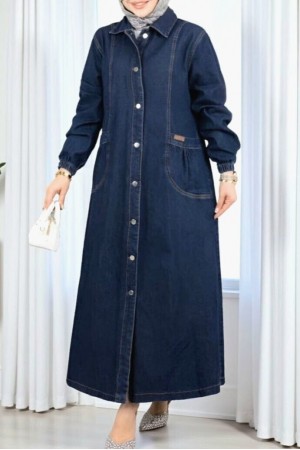 Torba Cepli Metal Düğmeli Uzun Kot Kap  -Laci