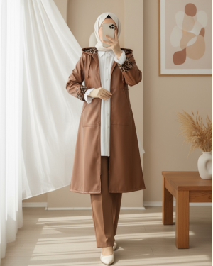 Leather Jacket with Zippered Folding Handle  -Snuff