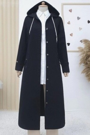  Fold Pocket Denim Cape -أسود
