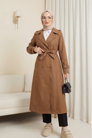 Astarlı Kemerli Trenckot -Taba