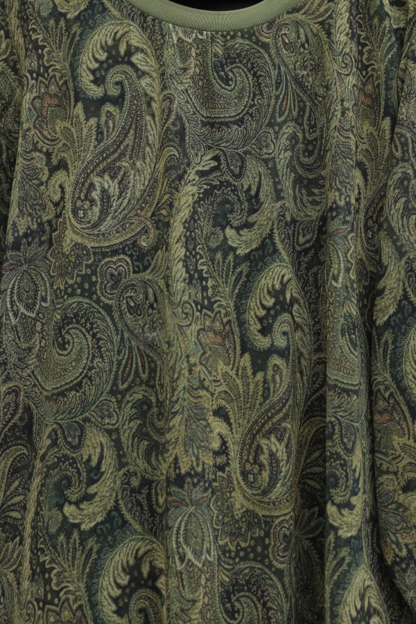 Ethnic Pattern Skirt Piece Lined Chiffon Dress    -Khaki