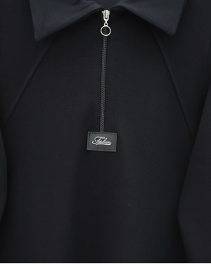 تونيك أويشو طويل بفتحة نصف سحاب -أسود