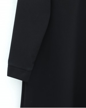 تونيك أويشو طويل بفتحة نصف سحاب -أسود